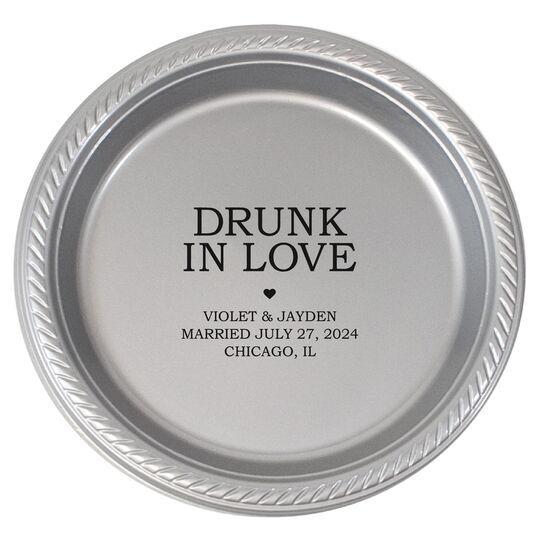 Personalized Drunk In Love Heart Plastic Plates